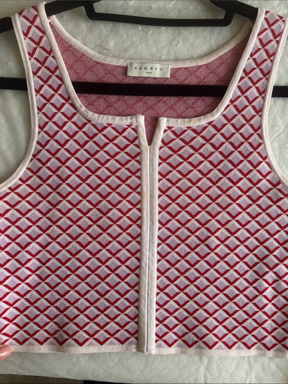 Sandro Pink & White Patterned Knit Tank and Skirt Set - Picture 4 of 4